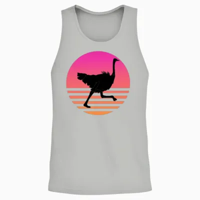 Ostrich Running Retro Sunset Unisex Tank Top - Ash