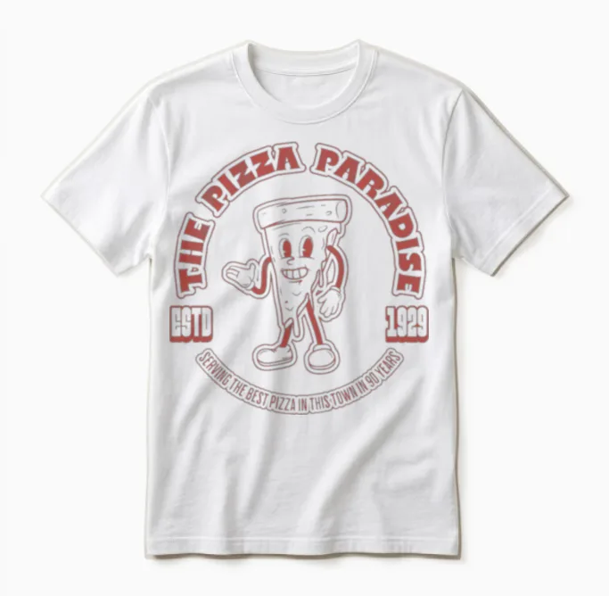 Funny Pizza Unisex T-Shirt in White