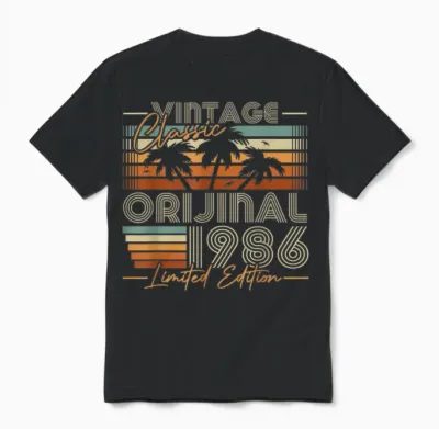 Vintage 1986 Rétro Cadeau 40 Ans Anniversaire Hommes Femmes Unisex T-Shirt - Black