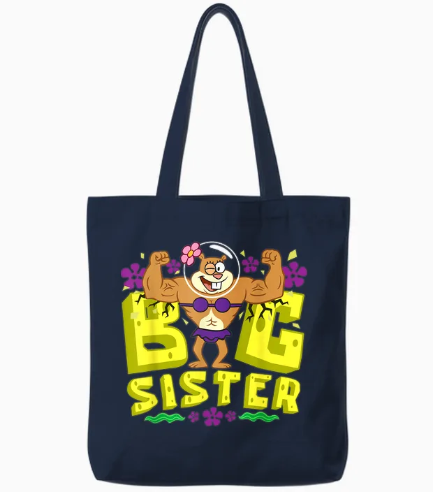 Mademark X Spongebob Squarepants - Spongebob Squarepants Big Sister Strong Sister Women Girls Tote Bags in Navy