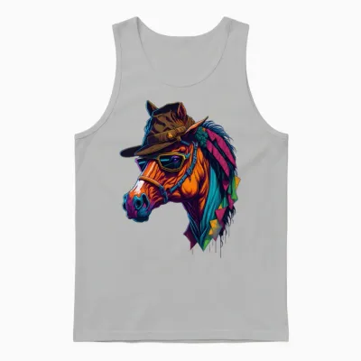 Colorful Horse with A Unisex Tank Top - Ash