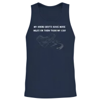 Funny Hiking More Miles — & Outdoors Gift Unisex Tank Top - Navy – 2