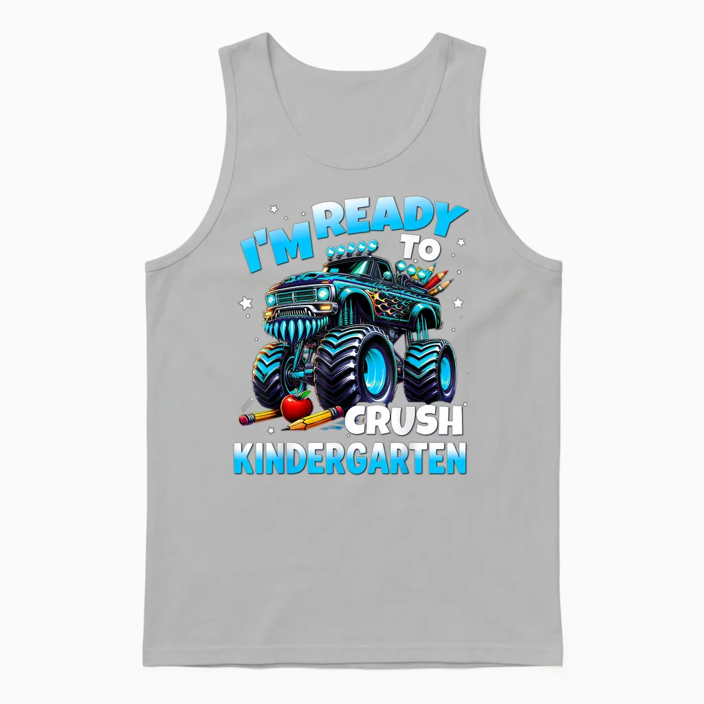 I'm Ready to Crush Kindergarten First Day of Boys Unisex Tank Top in Ash