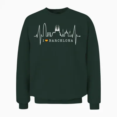 Barcelona Skyline Spanien Herzschlag Fan I Love Barcelona Unisex Sweatshirt - Forest
