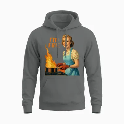 I'm Fine Housewife Cooking Retro Kitchen Vintage Funny Women Unisex Hoodie - Graphite Heather