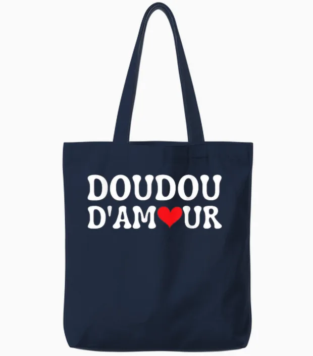 Love Doudou Humour Valentine's Day Idea for Couples T-Shirt, Black, S Tote Bags in Navy