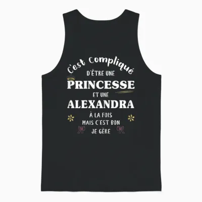 Women's Princess Humor Personalized Gift Alexandra Name T-Shirt, Black, S Unisex Tank Top - Black