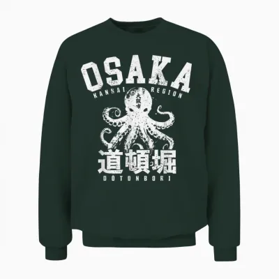 Osaka Japan Takoyaki Dotonbori Octopus Graphic Japanese Unisex Sweatshirt - Forest