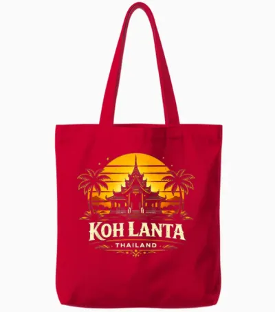 Koh Lanta Thailand Sunset Island Travel Design Tote Bags - Red