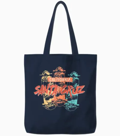 Tropischer Vintage-Skateboard-Skater Aus Santa Cruz, Kalifornien Tote Bags - Navy