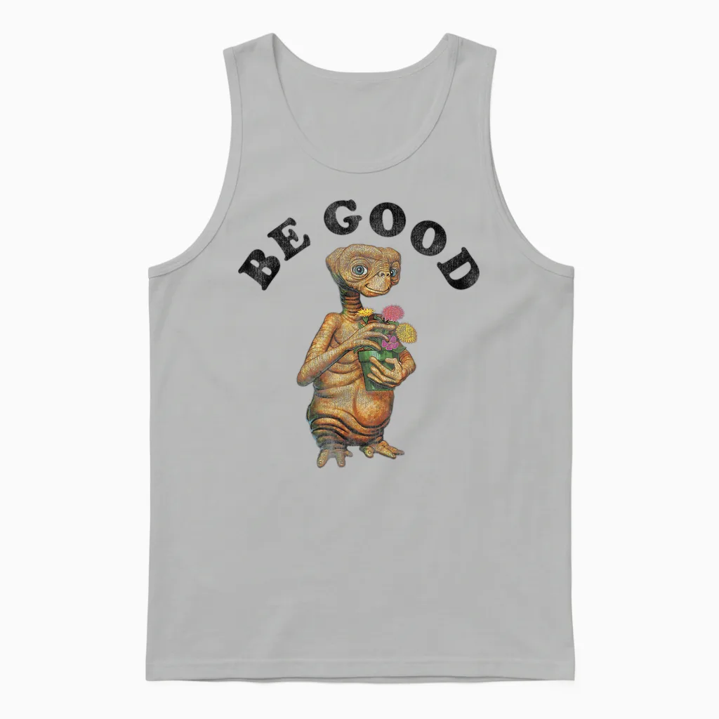 E.t. Be Good E.t. Holding Flower Pot Graphic Unisex Tank Top in Ash