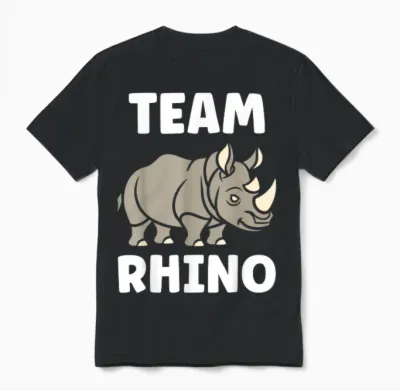 Funny Rhinoceros Minimalist Cute Simple I Love Team Rhino Unisex T-Shirt - Black