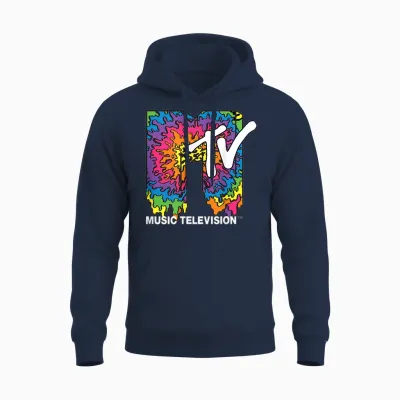 Classic Mtv Melting Tie Dye Unisex Hoodie - Navy