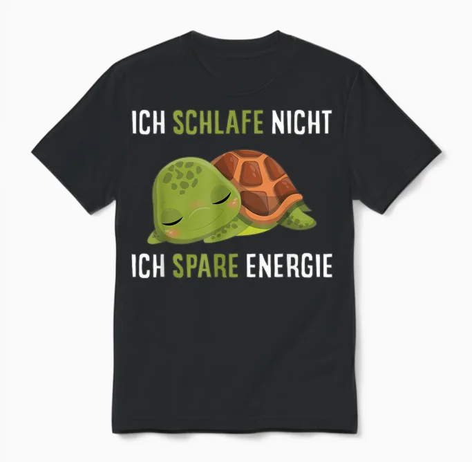 Ich Schlafe Nicht Ich Spare Energie Müde Schildkröte Schlaf Unisex T-Shirt in Black