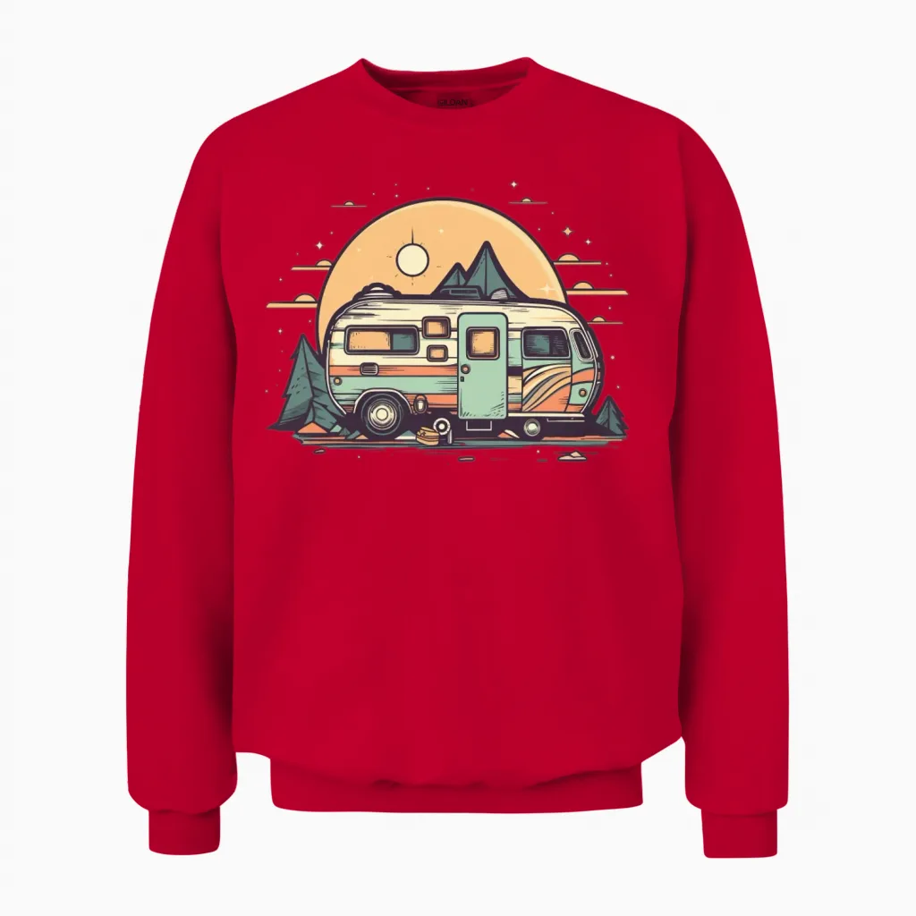 Retro Rv Unisex Sweatshirt in Red