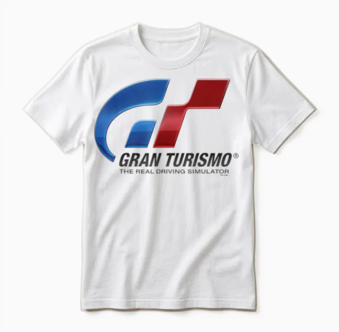 Playstation Gran Turismo the Real Driving Simulator Logo Unisex T-Shirt in White