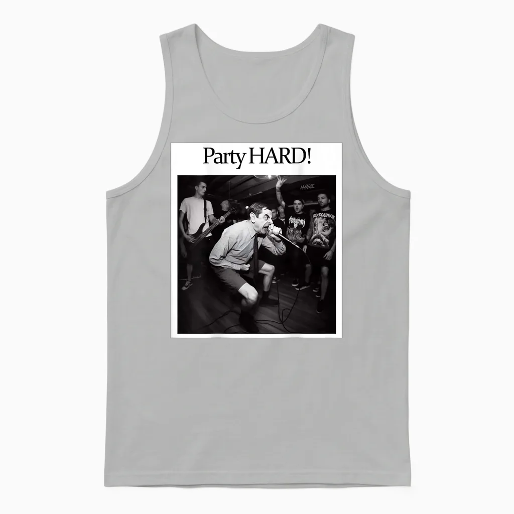 #lele Künstliche Intelligenz Bean T-Shirt Motiv, Party Hard Unisex Tank Top in Ash
