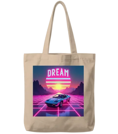 The Retro Futuristic Sunset Tote Bags - Natural