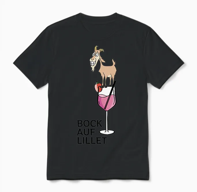 Bock Auf Lillet Fan Summer Cocktail Party Lillet Wildberry T-Shirt, White Unisex T-Shirt in Black