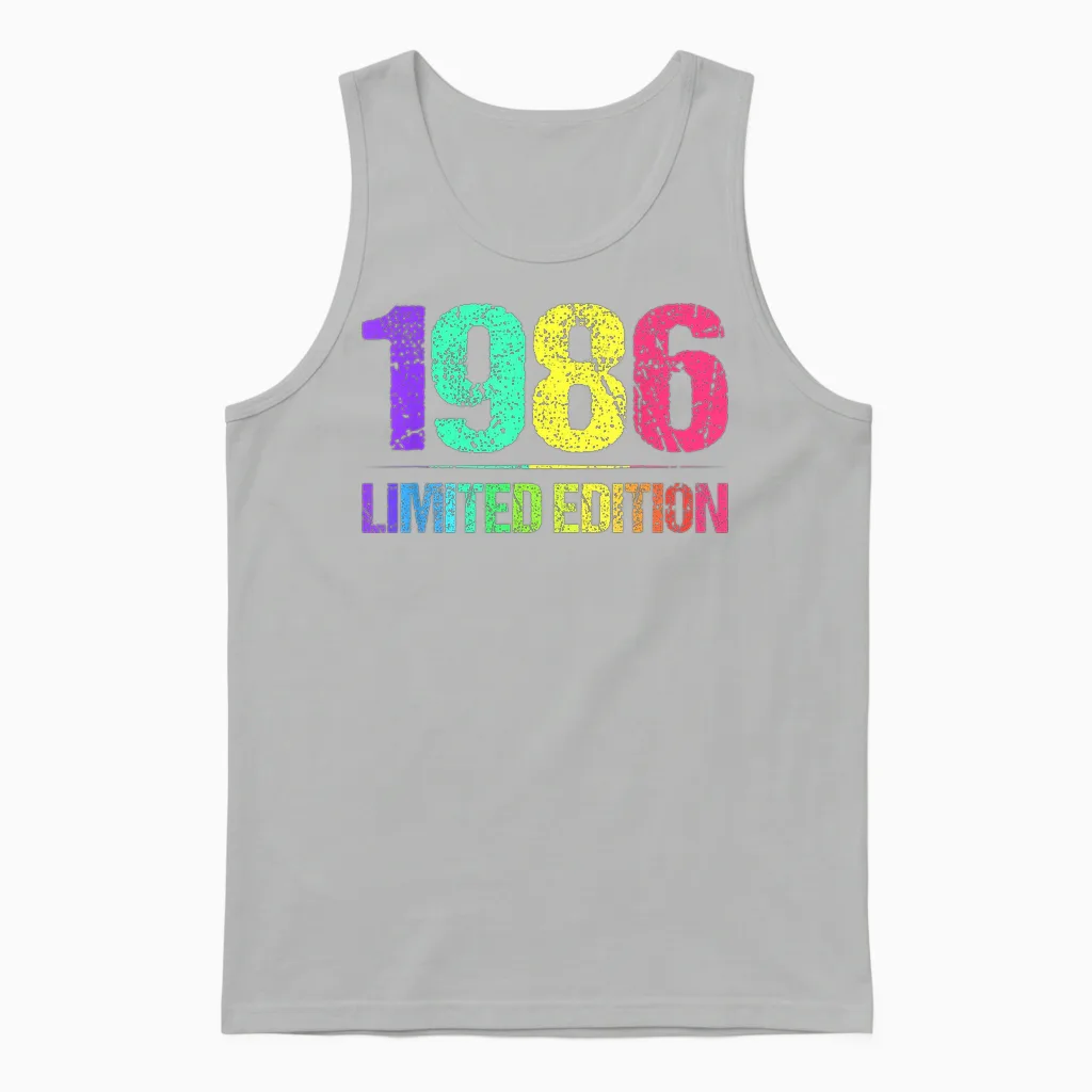 1986 - Limited Edition - Vintage Retro 86s Unisex Tank Top in Ash