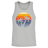 Sunset Palm Trees Retro. Summer & Beach Unisex Tank Top - Ash – 2