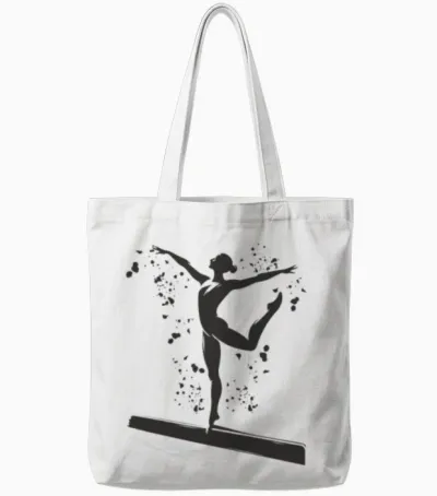 Gymnast Balance Beam Artistic Gymnastics Tote Bags - White