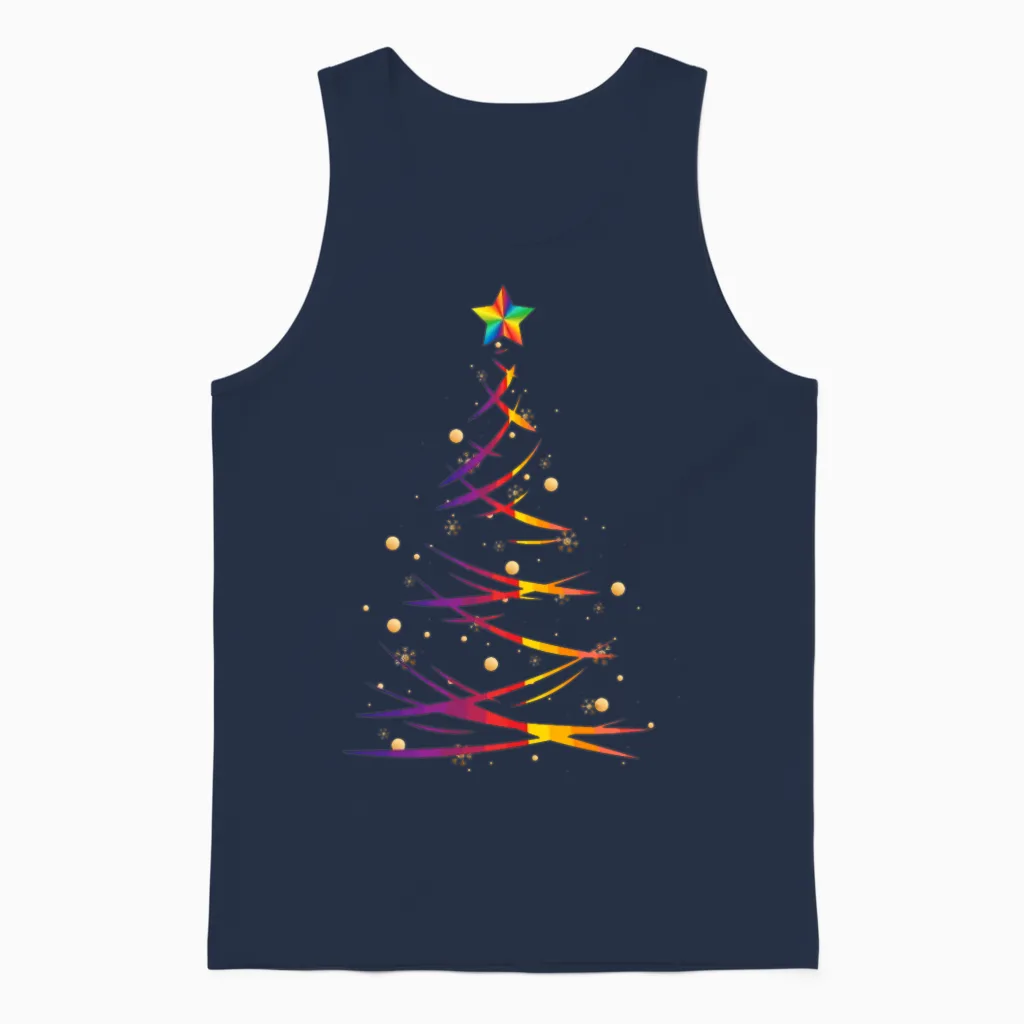 Christmas Fir Tree Unisex Tank Top in Navy