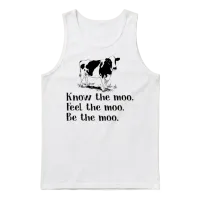 Know the Moo Feel the Moo Be the Moo Cow Unisex Tank Top - White – 1