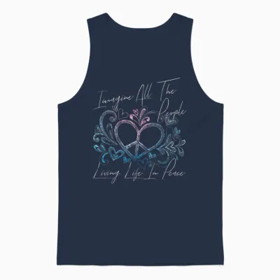 Imagine Hippie People Living Life in Peace and Love Unisex Tank Top - Navy