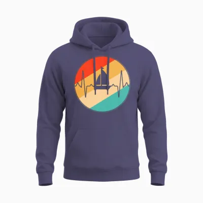 Sailing Retro Heartbeat Unisex Hoodie - Heather Sport Dark Navy