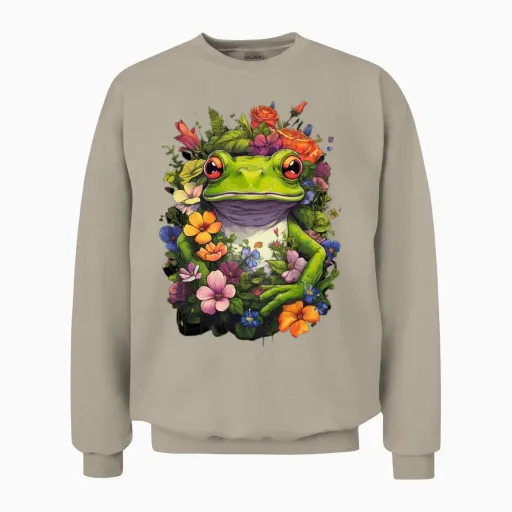Aesthetic Frog Frogs for a Frog Lover Unisex Sweatshirt in Sand