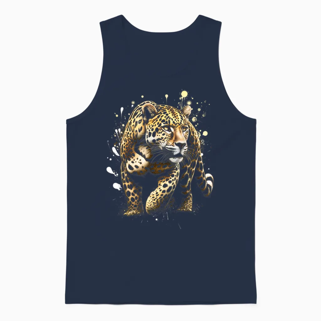 Cooler Leopard Mit Kunstvollen Farbspritzern Unisex Tank Top in Navy