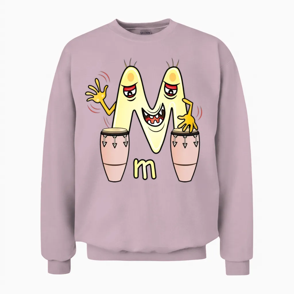 Funny Alphabet Lore Letter M Unisex Sweatshirt in Light Pink