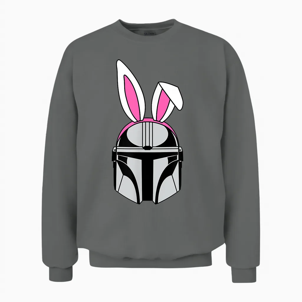 Amazon Essentials the Mandalorian Helmet Spring Easter Bunny Ears Unisex Sweatshirt in Graphite Heather