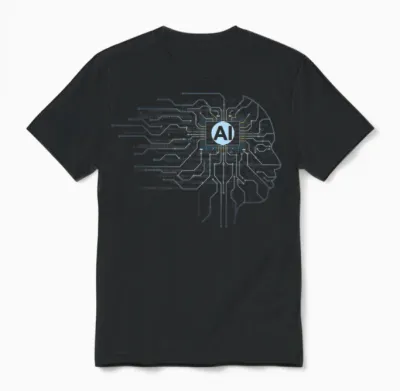 Ki - Binary Code Face Artificial Intelligence Computer Science T-Shirt, Black Unisex T-Shirt - Black