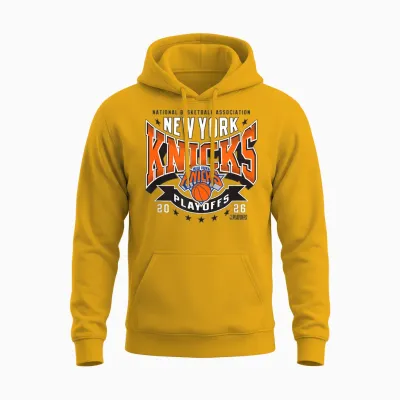 Nba Officiel 2026 Playoffs New York Knicks Next Unisex Hoodie - Gold
