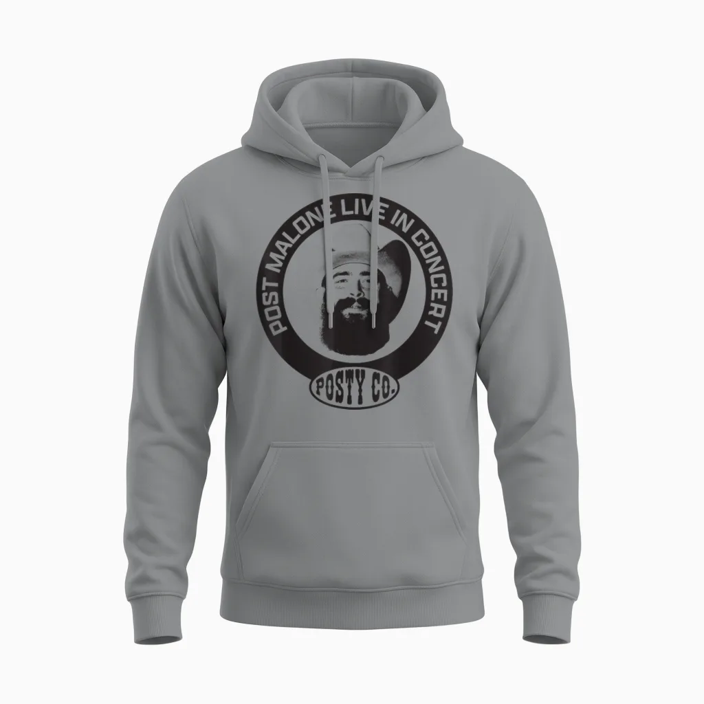 Official Post Malone Live in Concert Unisex Hoodie in Sport Grey