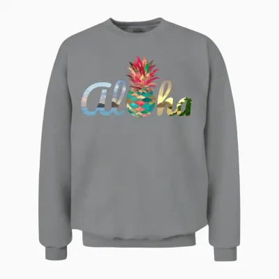 Cute Aloha Hawaii Pineapple Mermaid Coral Girls Unisex Sweatshirt - Sport Grey