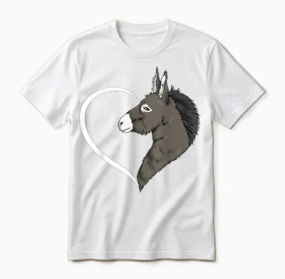 Esel-T-Shirts Für Damen, Mädchen, Kinder, Esel-T-Shirt, Herz Unisex T-Shirt - White