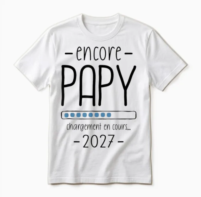 Papy Annonce Grossesse Grand Père 2eme Fois Encore Papi 2027 Unisex T-Shirt in White