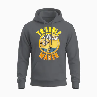 Minions Two Minions Trouble Maker Unisex Hoodie - Charcoal