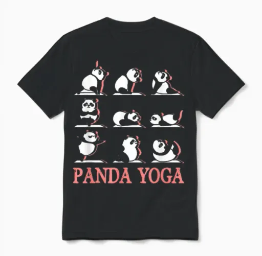 Panda Yoga Zen Sport Humour Asia Animal Man Woman Gift T-Shirt, Black, S Unisex T-Shirt in Black