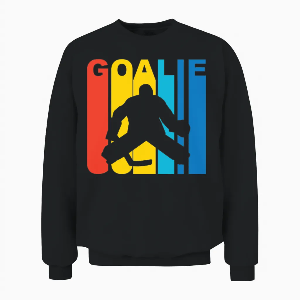 Retro Hockey Goalie Unisex Sweatshirt in Black