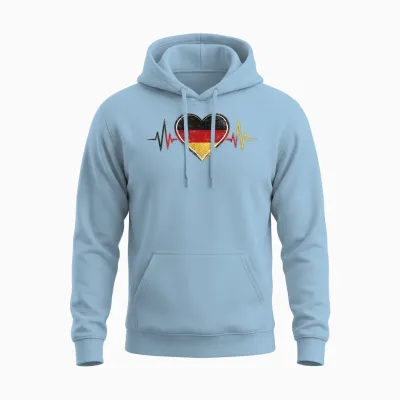 Deutschland Herzschlag Herz Flagge Unisex Hoodie - Light Blue