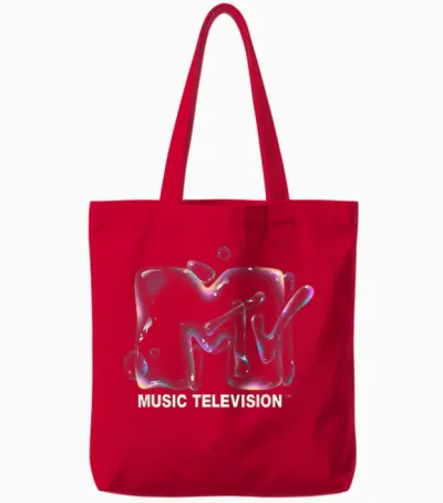 Mademark X Mtv - Mtv Logo Soap Bubbles Rainbow Detergent Liquid Bubble Mtv Tote Bags - Red