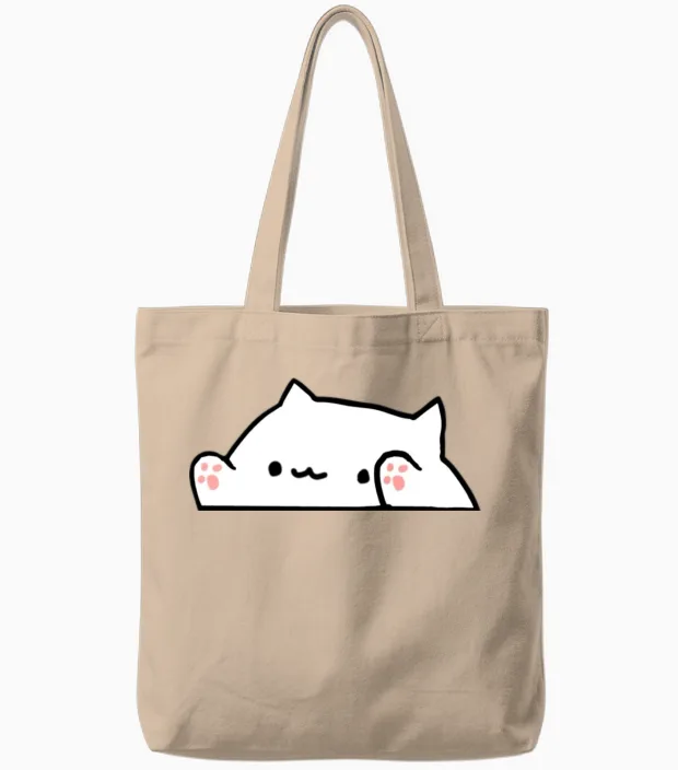 Bongo Cat Lovers Tote Bags in Natural