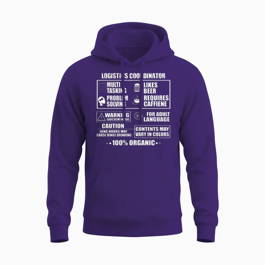 Funny Logistics Coordinator Outfit Unisex Hoodie in Purple