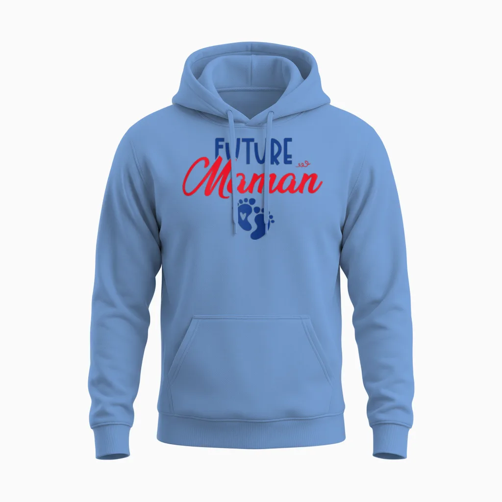 Future Maman Future Papa - Announcement Pregnancy Couple Matching T-Shirt, White, Female X-Small Unisex Hoodie in Carolina Blue