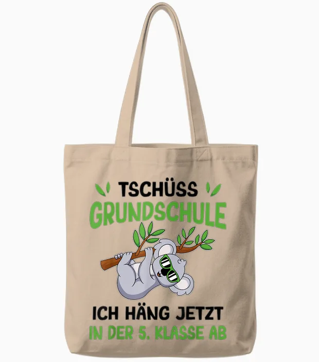 Schulkind Koala Tschüss Grundschule Häng in Der 5. Klasse Tote Bags in Natural