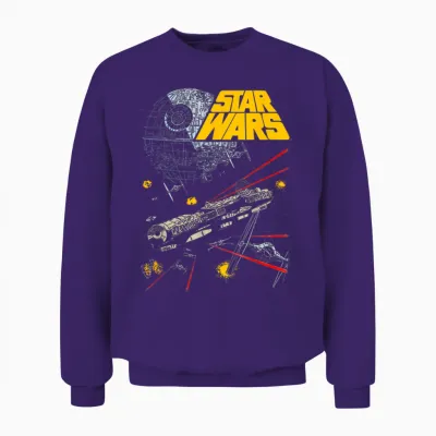 Star Wars Millennium Falcon Battle Graphic T-Shirt, Black, S Unisex Sweatshirt - Purple